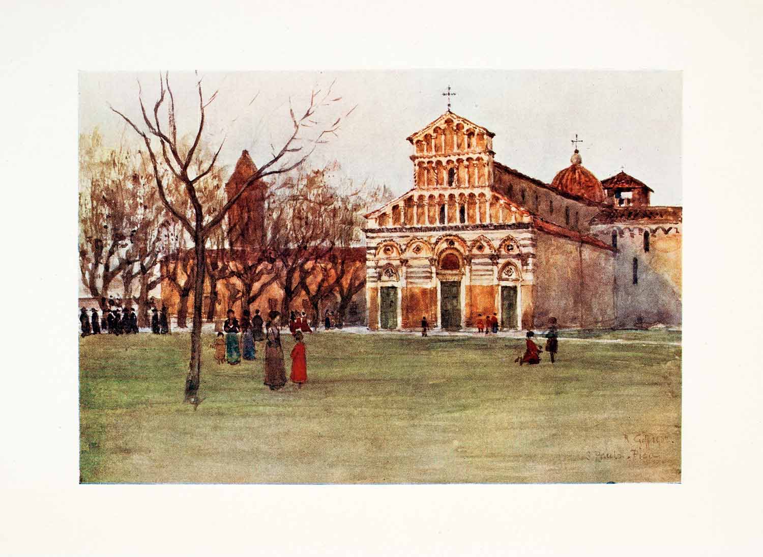 1905 Color Print Church San Paolo Ripa D'arno Pisa Tuscany Italy XGYA2