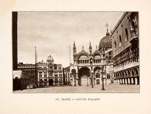 1907 Print St. Marks Basilica Cathedral South Facade Venice Italy XGYA4