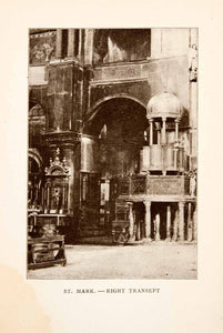 1907 Print St. Marks Basilica Catholic Cathedral Right Transept Venice XGYA4