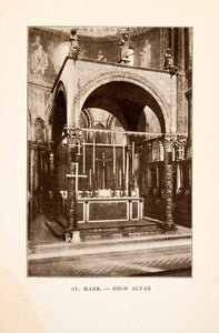 1907 Print St. Marks Cathedral Basilica High Altar Interior View Venice XGYA4