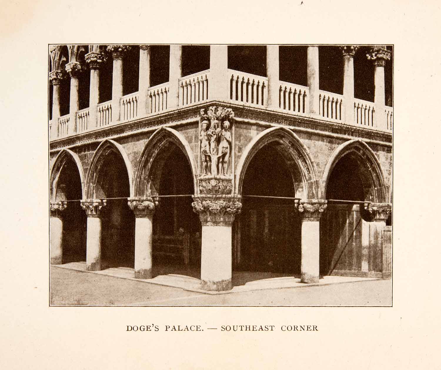 1907 Print Royal Doges Palace Southeast Corner Venice Italy Gothic XGYA4