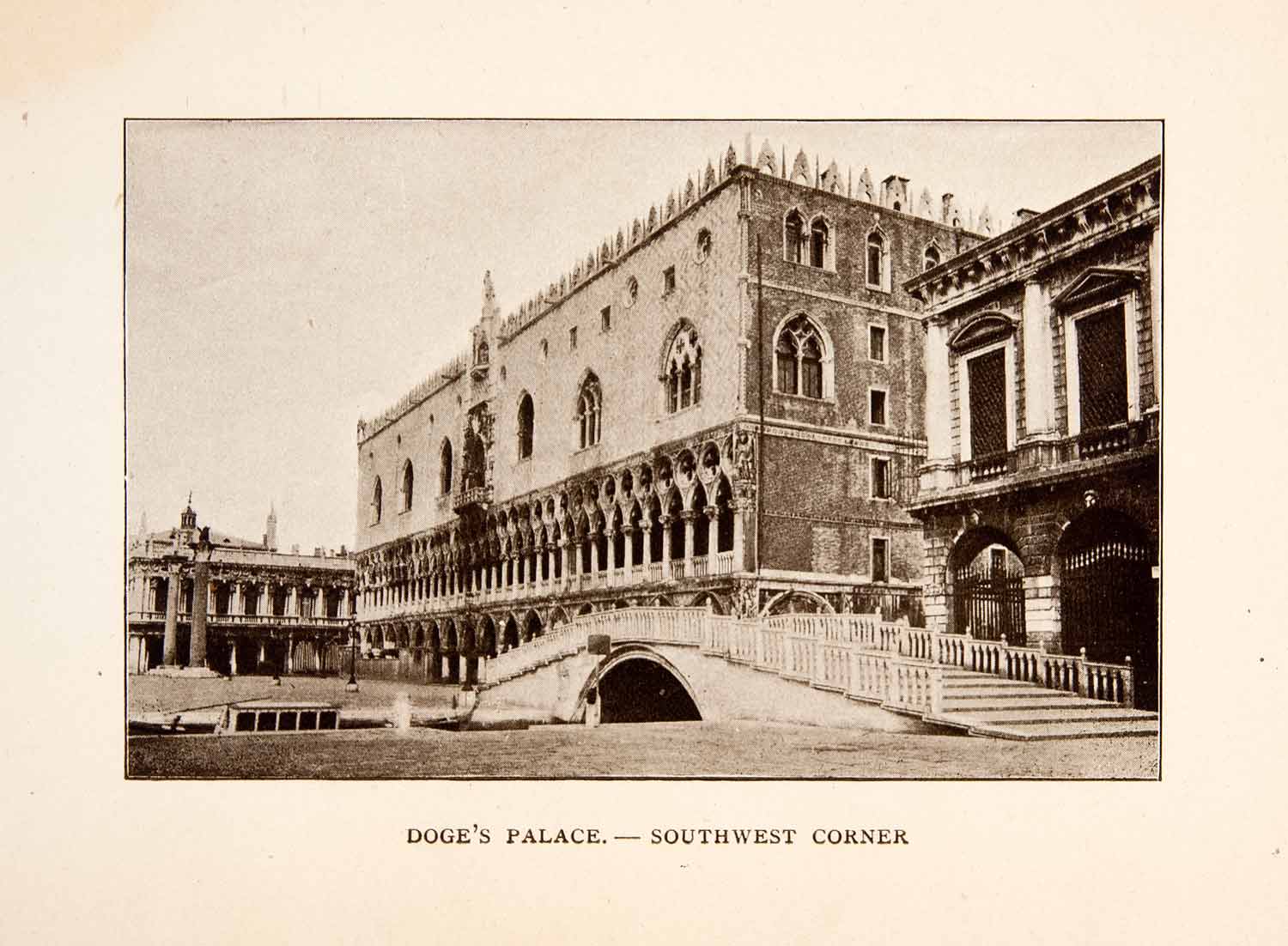 1907 Print Doges Palace Southwest Corner Venetian Gothic Architecture XGYA4