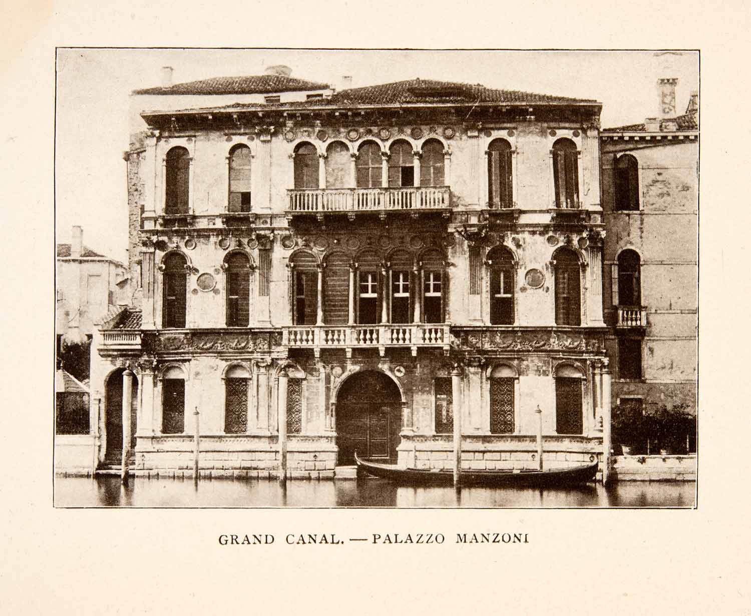1907 Print Venice Italy Grand Canal Palazzo Manzoni Architecture Venetian XGYA4