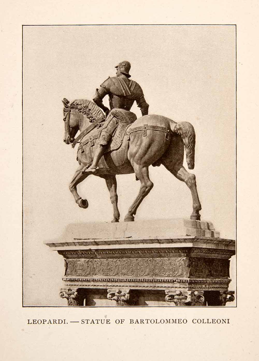 1907 Print Bartolomeo Colleoni Equestrian Statue Leopardi Verrocchio XGYA4