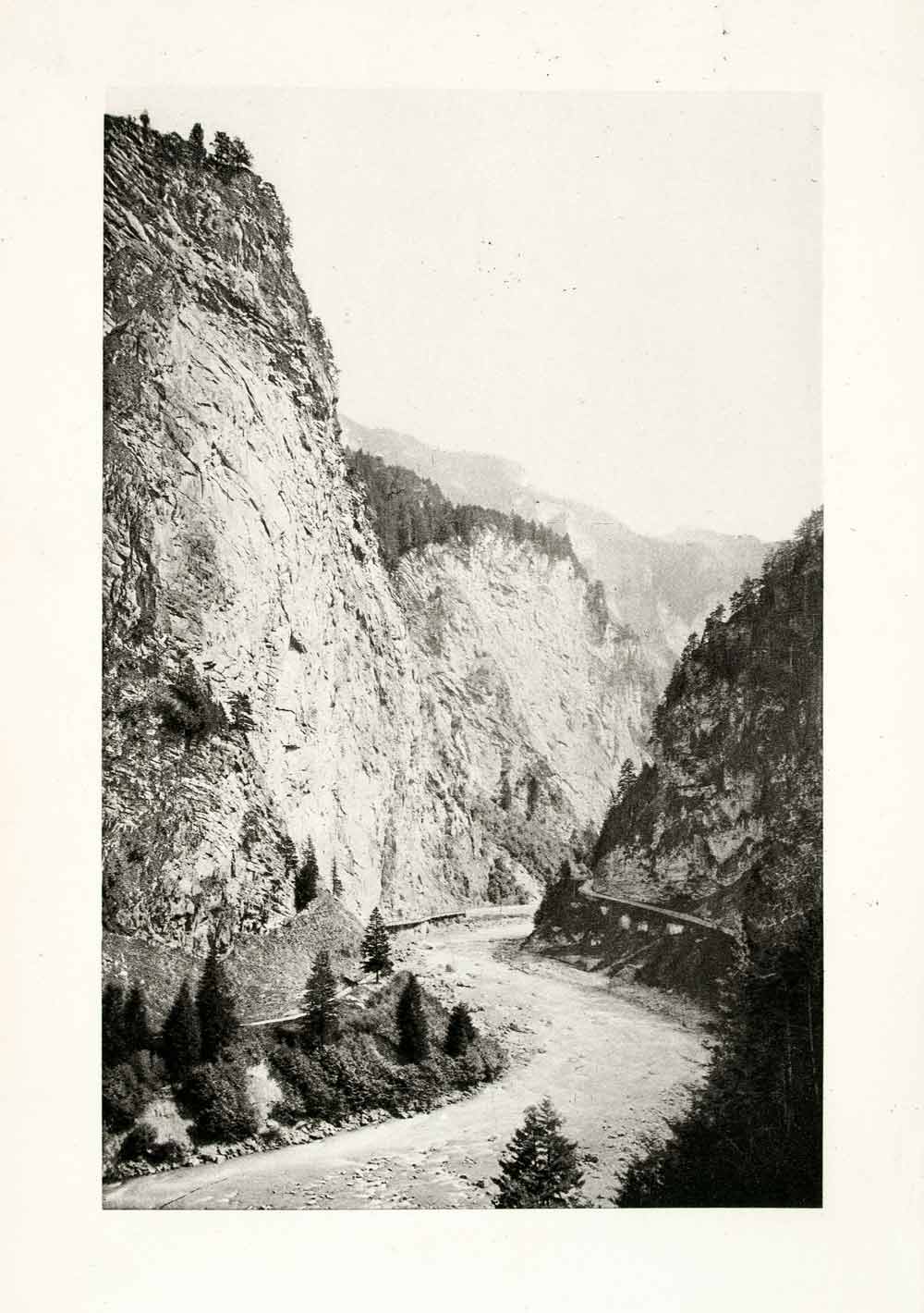 1899 Photogravure Viamala Switzerland Gorge Entrance Path Natural History XGYA5