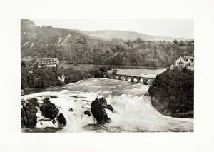 1899 Photogravure Rhinefall Waterfall Schaffhausen Switzerland Bridge XGYA5