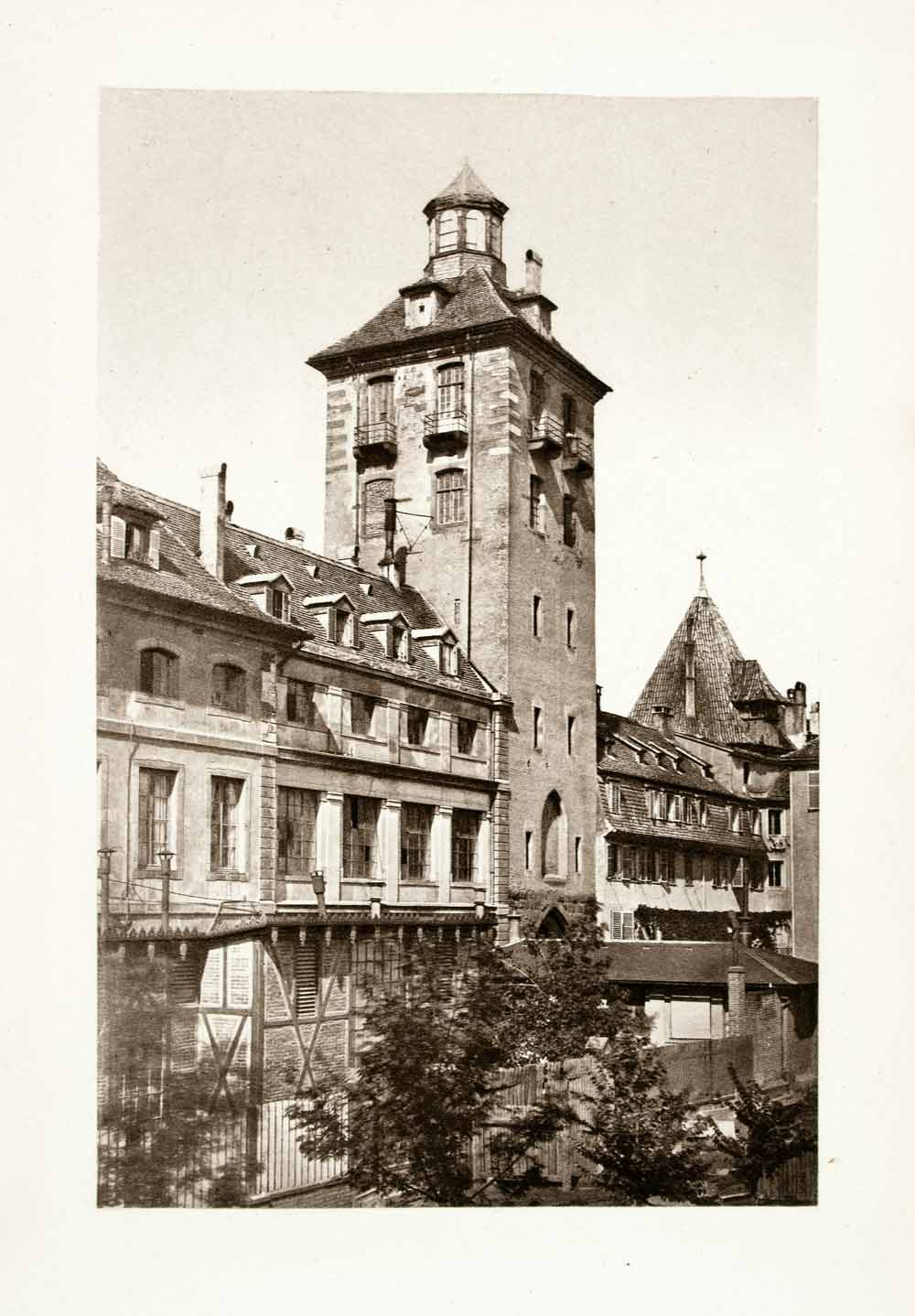 1899 Photogravure Strasburg Germany Old City Gate Building Historical XGYA5