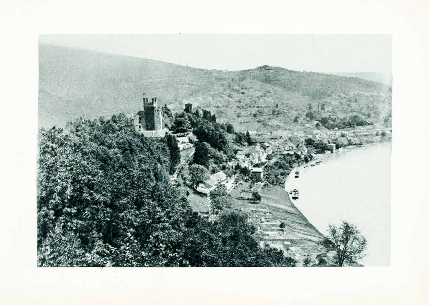 1899 Photogravure Neckarsteinach Germany Cityscape Neckar River Historic XGYA5