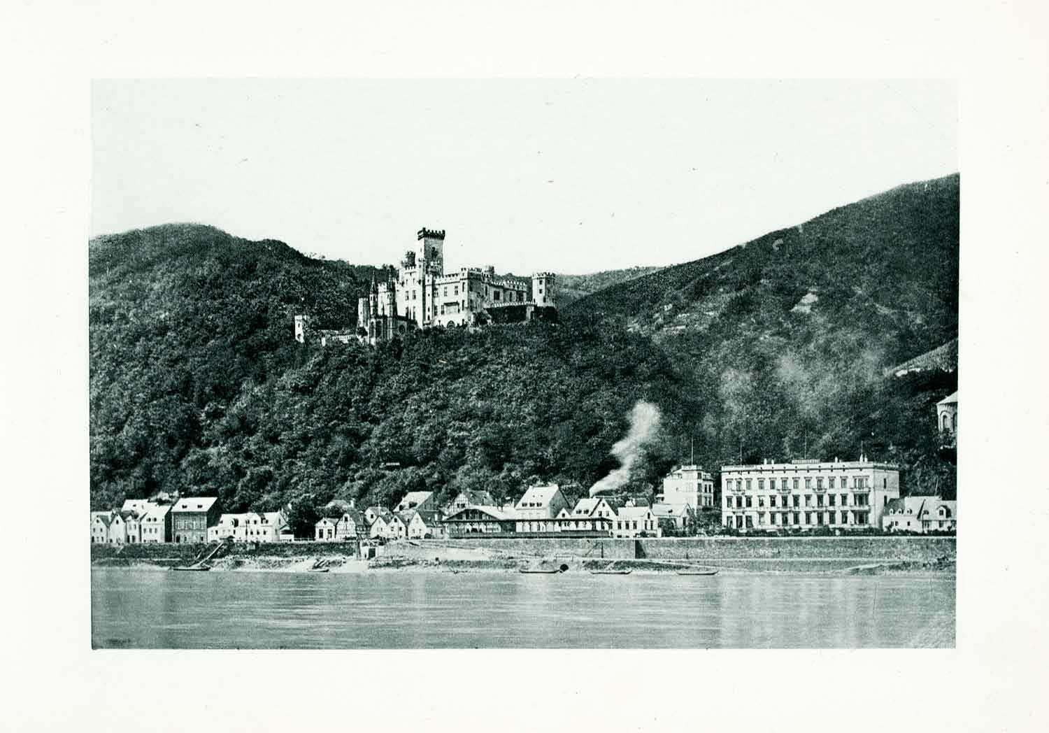 1899 Photogravure Ancient Stolzenfels Castle Germany Neo Gothic XGYA5