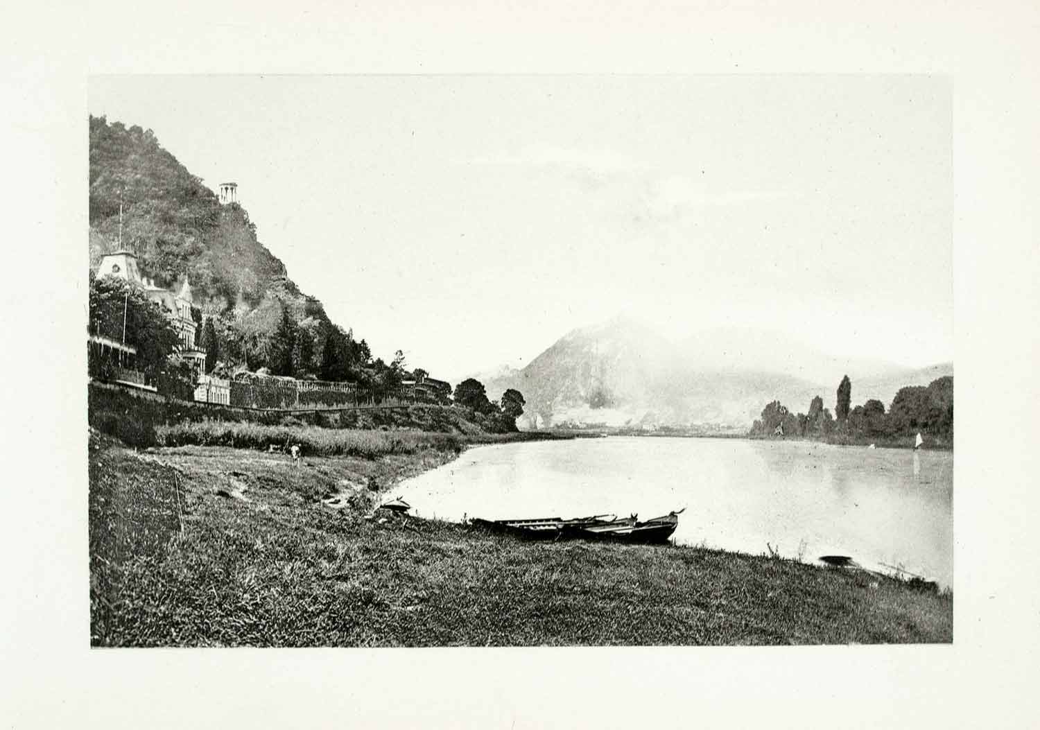 1899 Photogravure Drachenfels Siebengebirge Mountain Range Landscape XGYA5