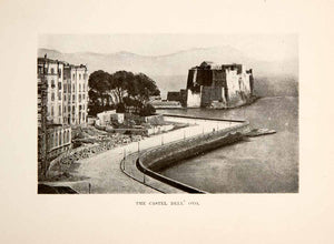 1901 Print Castel Dell' Ovo Islet Megaride Naples Roman Poet Virgil XGYA6