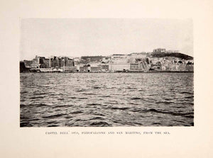 1901 Print Castel Dell' Ovo Pizzofalcone San Martino Cityscape Seascape XGYA6