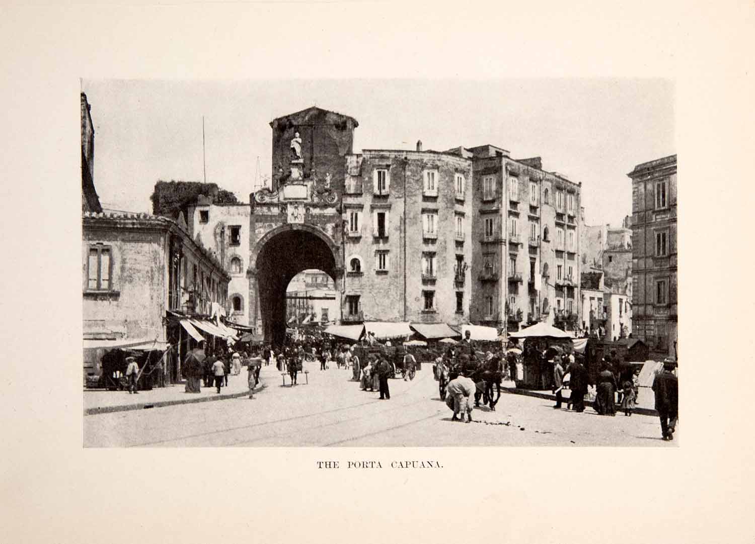 1901 Print Porta Capuana Ancient City Gate Naples Italy Aragonese Castel XGYA6