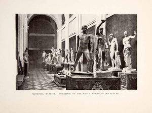 1901 Print National Museum Corridor Chief Works Sculpture Statues Historic XGYA6