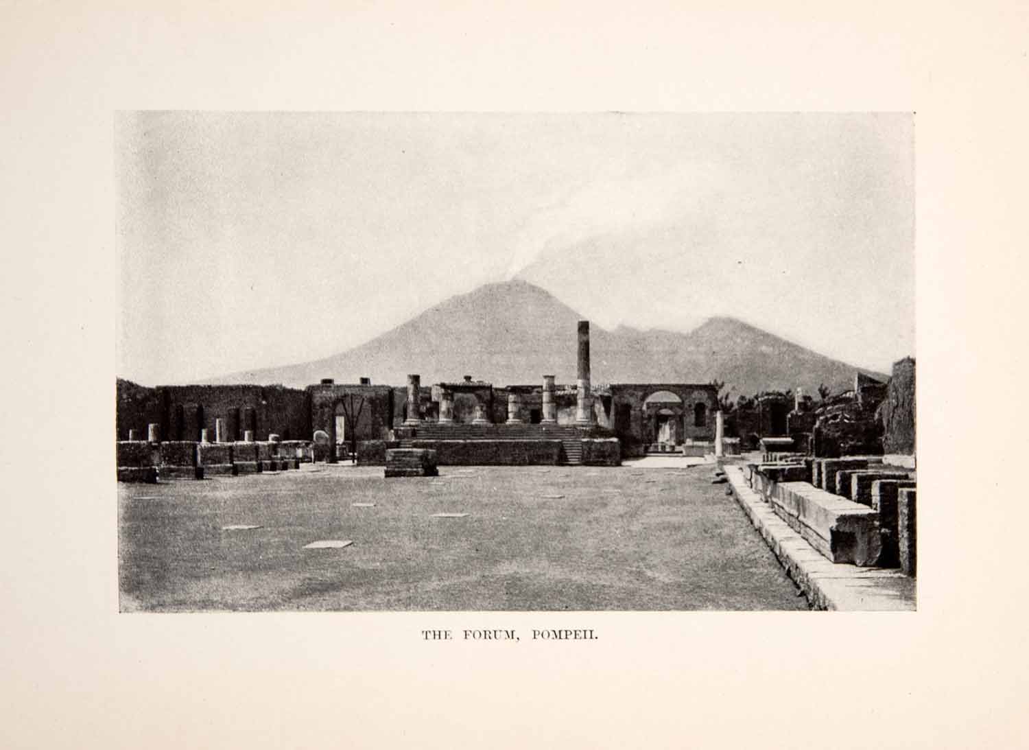 1901 Print Forum Pompeii Italy Market Temple Jupiter Drusus Tiberius XGYA6