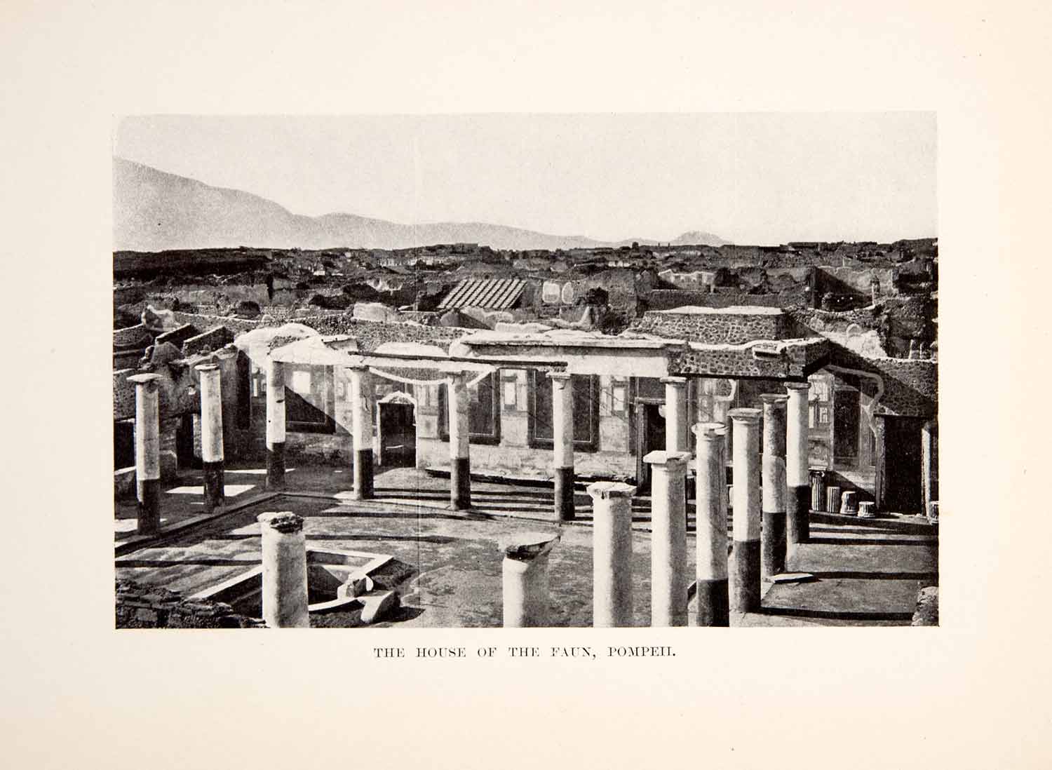 1901 Print HOuse Faun Pompeii Italy Private Residence Tetrastyle Atrium XGYA6
