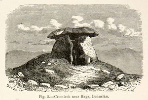 1889 Wood Engraving Cromlech Haga Bohuslan Sweden Historical Landmark XGYA7