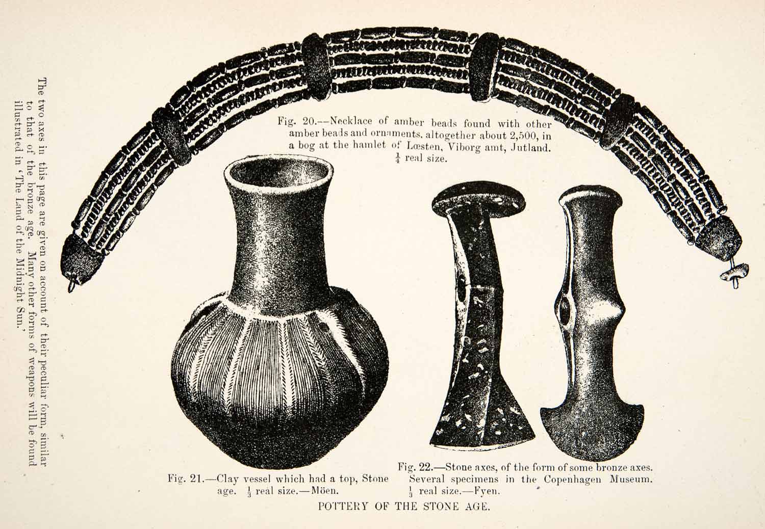 1889 Wood Engraving Necklace Hamlet Loesten Viborg Jutland Clay Vessel XGYA7