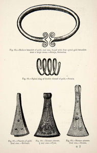 1889 Wood Engraving Bracelet Gold Stone Ring Thread Pincers Bronze Skarje XGYA7