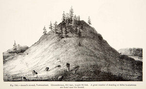 1889 Wood Engraving Anund's Mound Vestmanland Bautastones Viking Age XGYA7