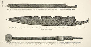 1889 Wood Engraving Sax Single-edged Sword Umbo Shield Boss Iron Cairn XGYA7