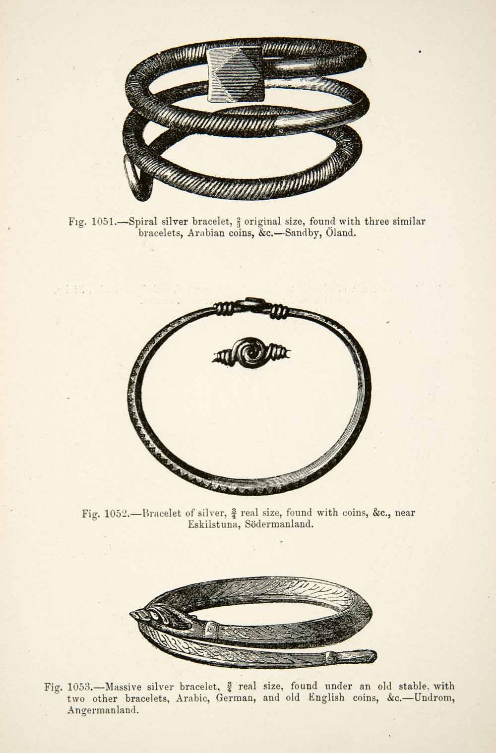 1889 Wood Engraving Bracelet Spiral Silver Sandby Oland Eskilstuna XGYA7