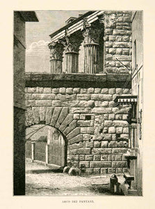 1876 Wood Engraving Arco Dei Pantani Arch Imperial Forum Augustus Roman XGYA9