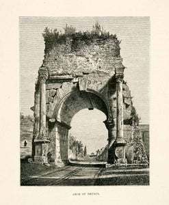 1876 Wood Engraving Ruins Arch Drusus Marcian Aqueduct Bath Caracalla Rome XGYA9