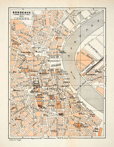 1949 Lithograph Vintage Street Map Bordeaux France City Planning Civic XGYB4