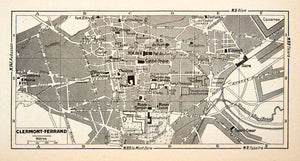 1949 Lithograph Vintage Street Map Landmarks Clermont Ferrand France City XGYB4