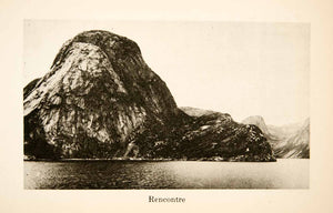 1926 Photogravure Rencontre Newfoundland Labrador Canada Mountain Sea XGYB7
