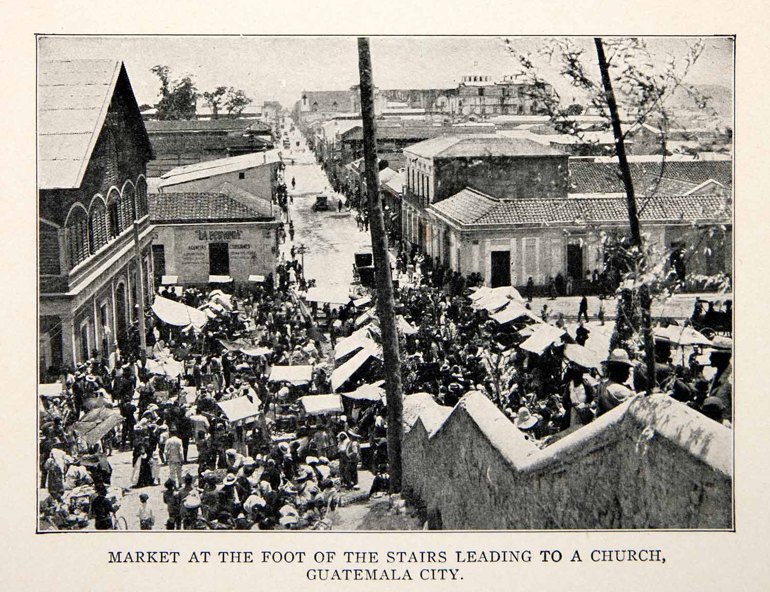 1928 Print Marketplace Church Guatemala City Merchant Vendors Sellers XGYB8