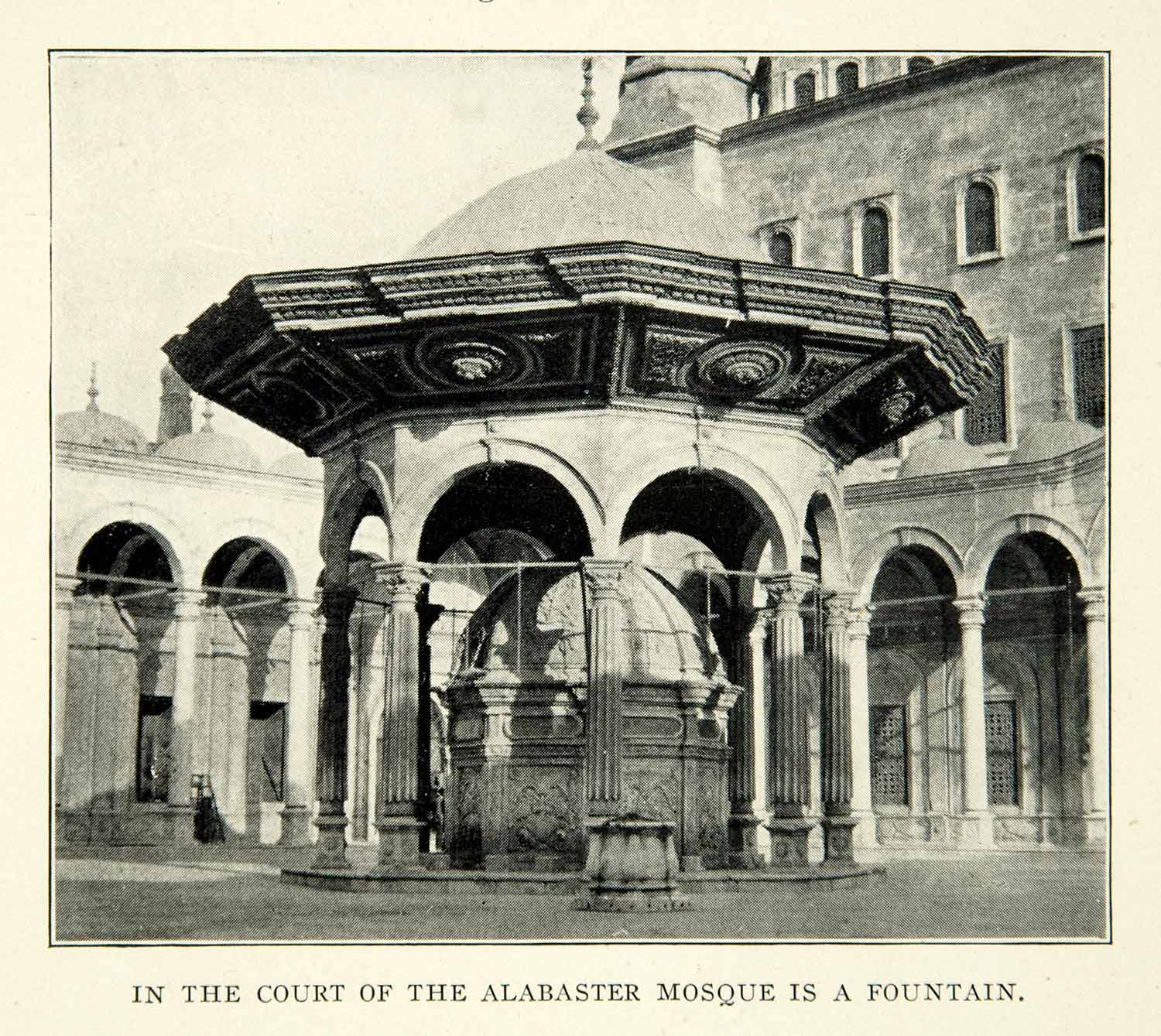 1907 Print Fountain Courtyard Alabaster Mosque Architecture Muhammad Ali XGYC1