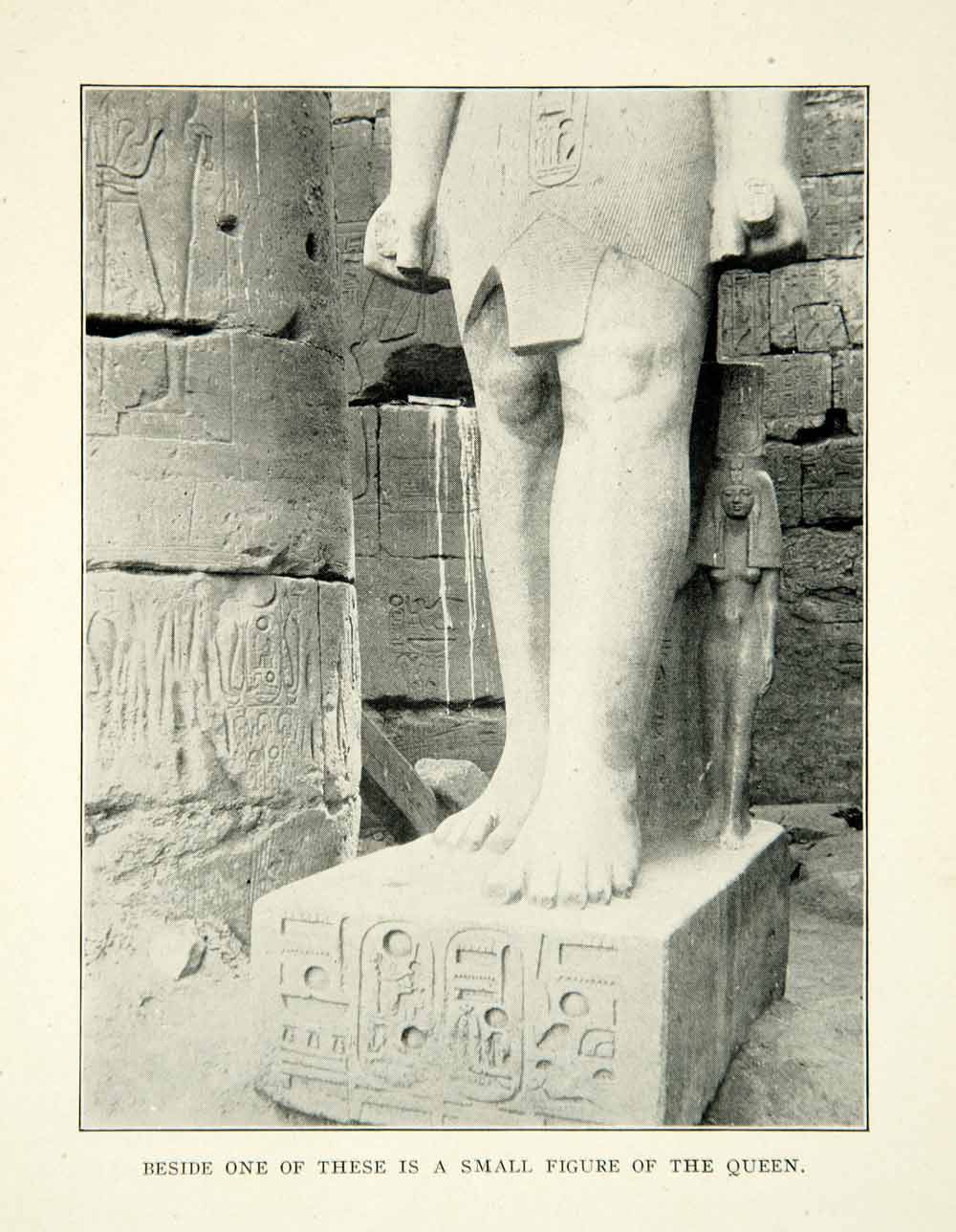 1907 Print Statue Sculpture Figurine Queen Egyptian Hieroglyphics Rock XGYC1