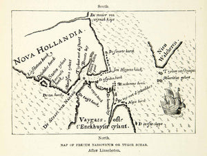 1882 Print Nova Hollandia New Holland Voyage Expedition Ship Island XGYC4