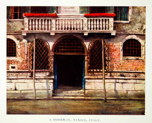 1902 Print Doorway Entrance Venice Italy Canal Architecture Gate Mortimer XGYC6