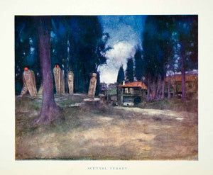 1902 Print Landscape Scutari Turkey Cityscape Nighttime Street Mortimer XGYC6