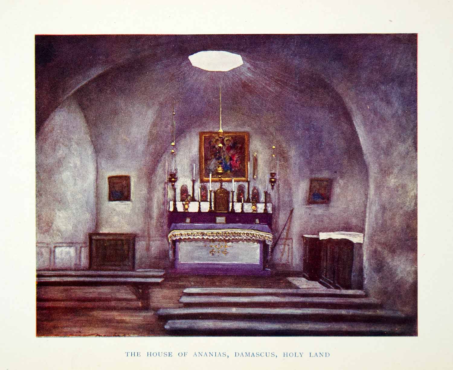 1902 Print Church Religion Anais Damascus Interior Cathedral Mortimer XGYC6