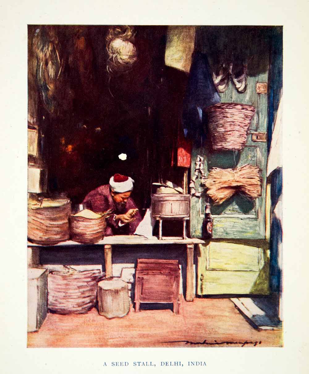 1902 Print Seed Stall Booth Market Delhi India Portrait Buy Sell Mortimer XGYC6