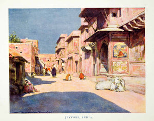 1902 Print Jeypore India Cityscape Street Scene Cow Architecture Moritmer XGYC6