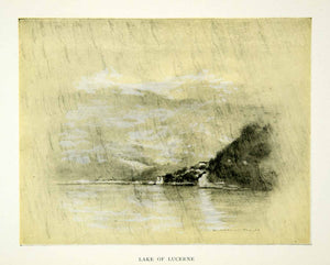 1902 Print Lake Lucerne Switzerland Landscape Water Scenery Tree Mortimer XGYC6