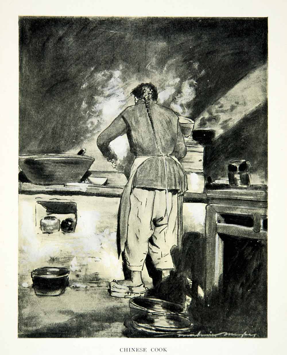 1902 Print Chinese Cook Food Interior Portrait Costume Fashion Mortimer XGYC6