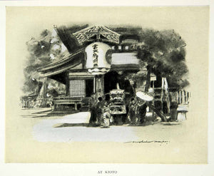 1902 Print Kioto Kyoto Japan Cityscape Street Scene Architecture Mortimer XGYC6