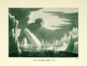 1921 Print Whaler's Fleet Iceberg Glacier Greenland Ship Expedition XGYC8