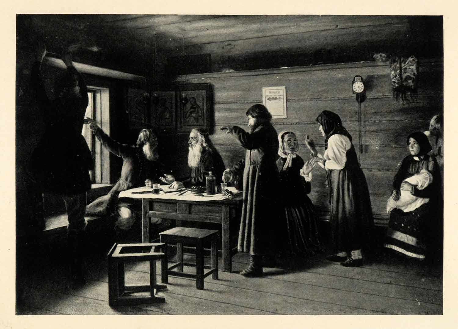 1914 Print Discussion Creeds Joukoff Priest Religious Art Russia Kitchen XGZ1 - Period Paper
