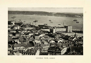 1915 Print Lisbon Portugal Birds Eye View Coastal Cityscape Historic Image XGZ2