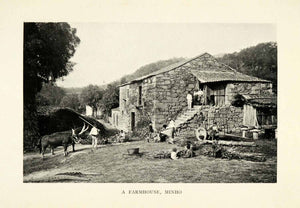 1915 Print Minho Portugal Farmhouse Cattle Livestock Agriculture Historic XGZ2