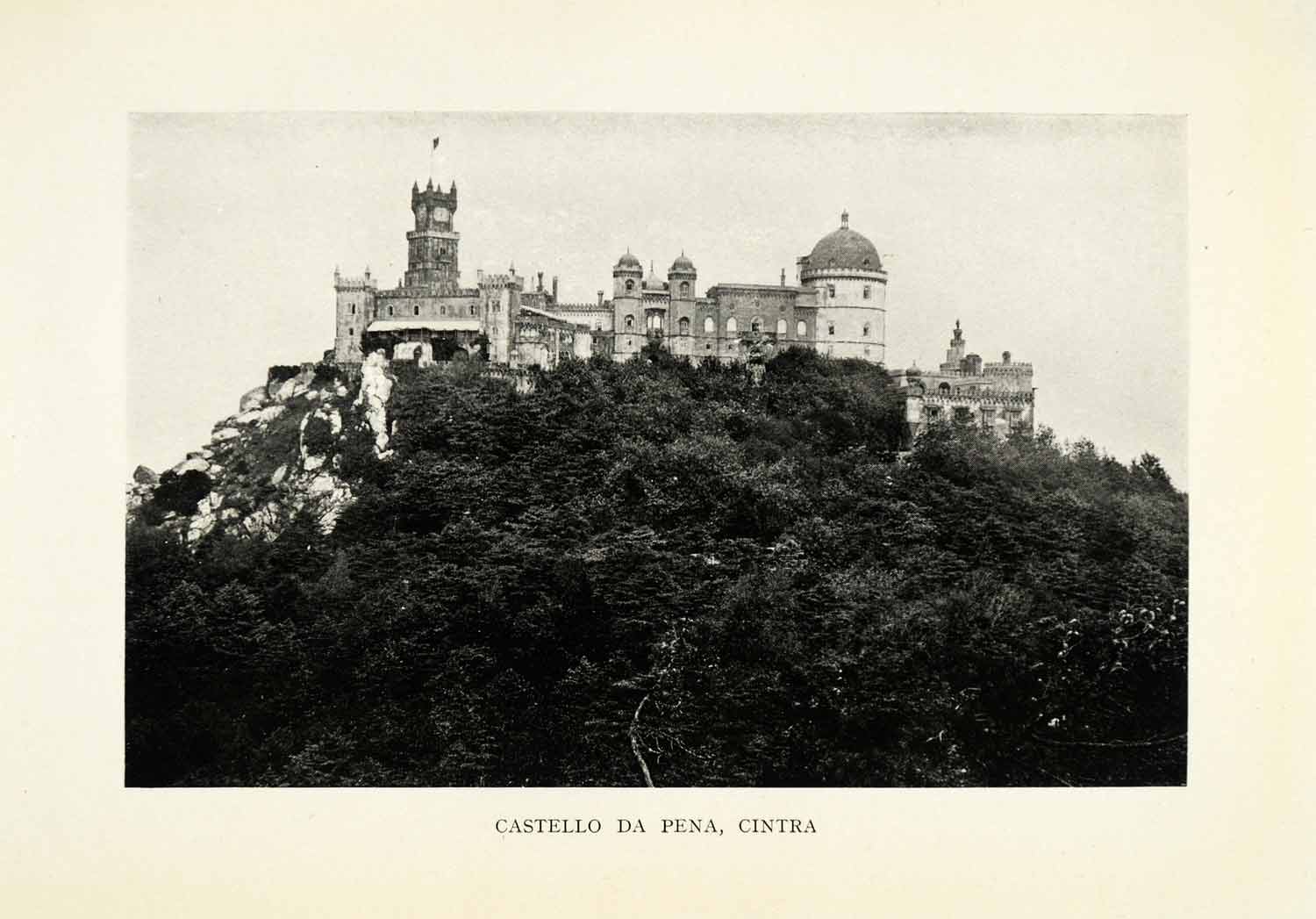 1915 Print National Palace Pena Royal Castle Sintra Portugal Historic XGZ2