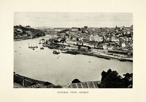 1915 Print Oporto Portugal Birds Eye View Coastal Cityscape Historic Image XGZ2