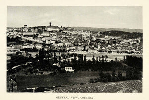 1915 Print Coimbra Portugal Birds Eye View Cityscape Historic Image XGZ2